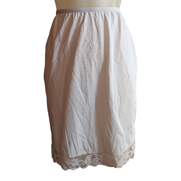 Vintage Women's Medium White Half Slip Lace Hem 1970's Ivory-Cream Goth Skirt - Picture 1 of 5